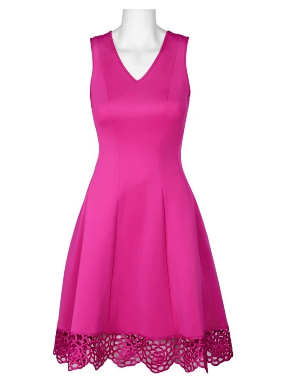 Lace Rose Floral Detail Pink Sleeveless Dress Size 6
